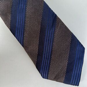 Canali Mens Striped 100% Silk Ties in Blue / Brown